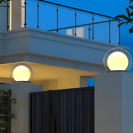 Solar Bubble Lunar Post Light Waterproof Globe Outdoor Lantern Gate Light