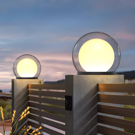 Solar Bubble Lunar Post Light Waterproof Globe Outdoor Lantern Gate Light
