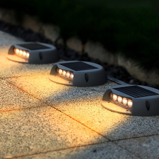 Wall Protected Flush Mount On Step Lights Solar LED Stairway Landscape Lighting