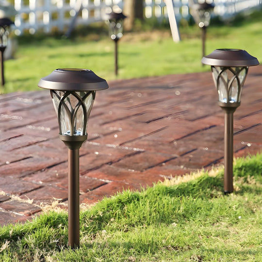 Solar Glass & Metal LED Stake Lawn Light