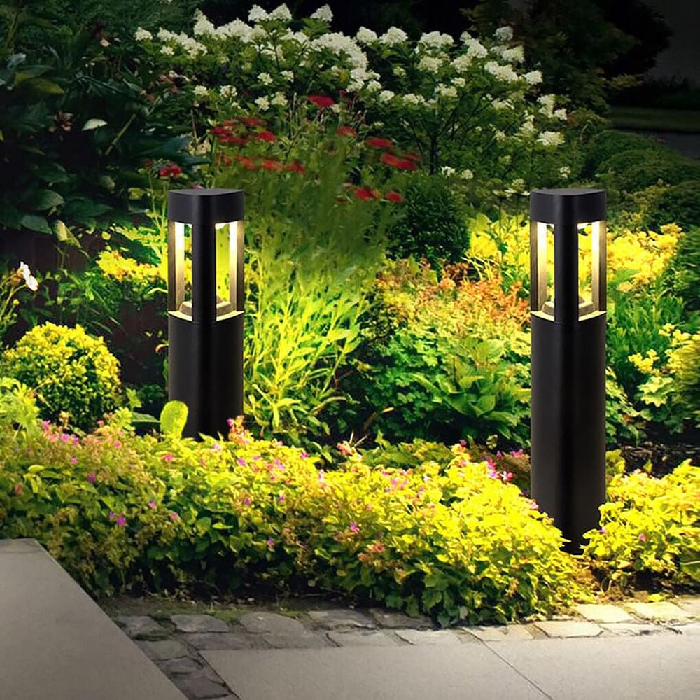 Triple Side Emitting Solar LED Garden Bollard Lights Heart Design & Weatherproof