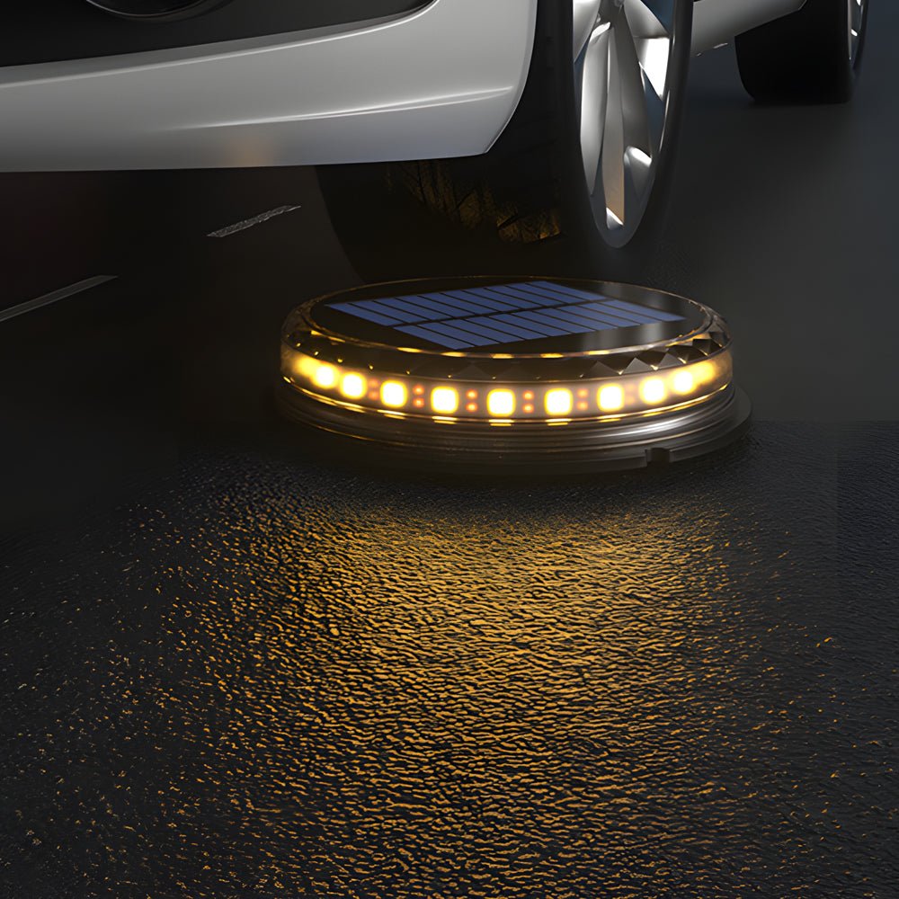 Solar Powered LED Black Disc Pathway Lights 4 Pack Outdoor Lighting
