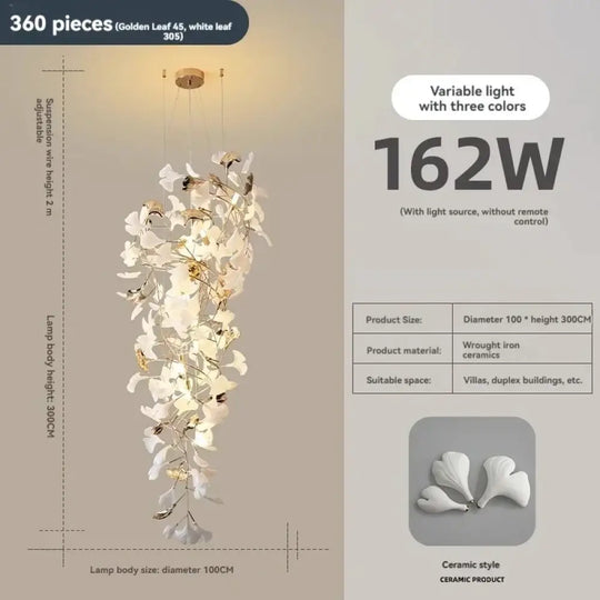 Ginkgo Leaf Chandelier – Luxury High-Ceiling Statement Lighting