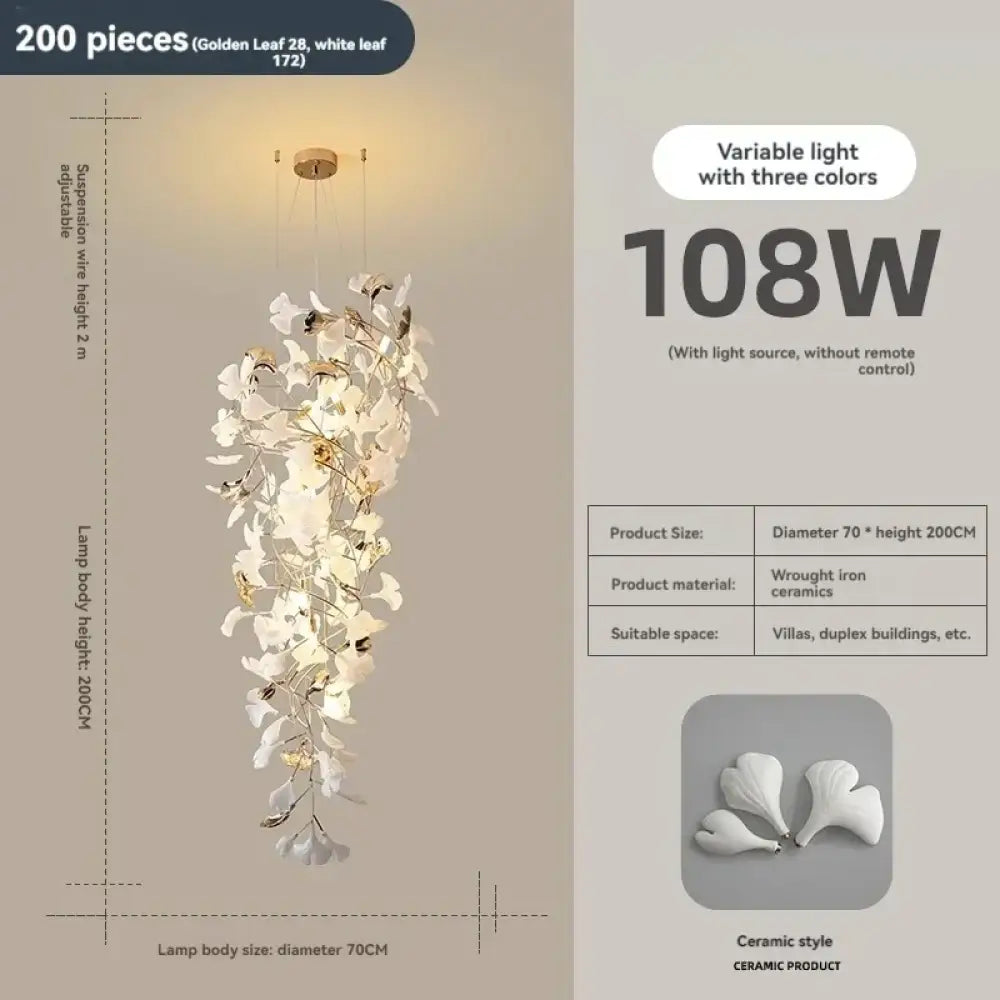 Ginkgo Leaf Chandelier – Luxury High-Ceiling Statement Lighting