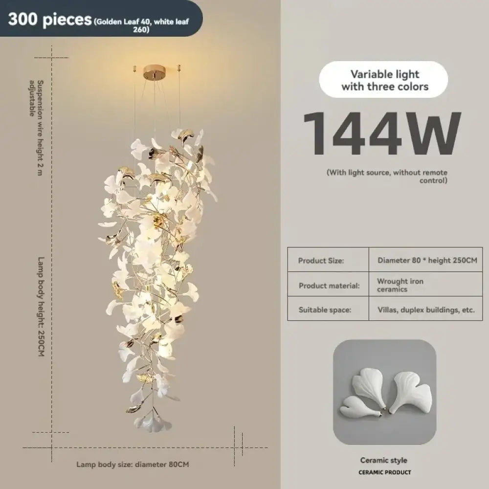 Ginkgo Leaf Chandelier – Luxury High-Ceiling Statement Lighting
