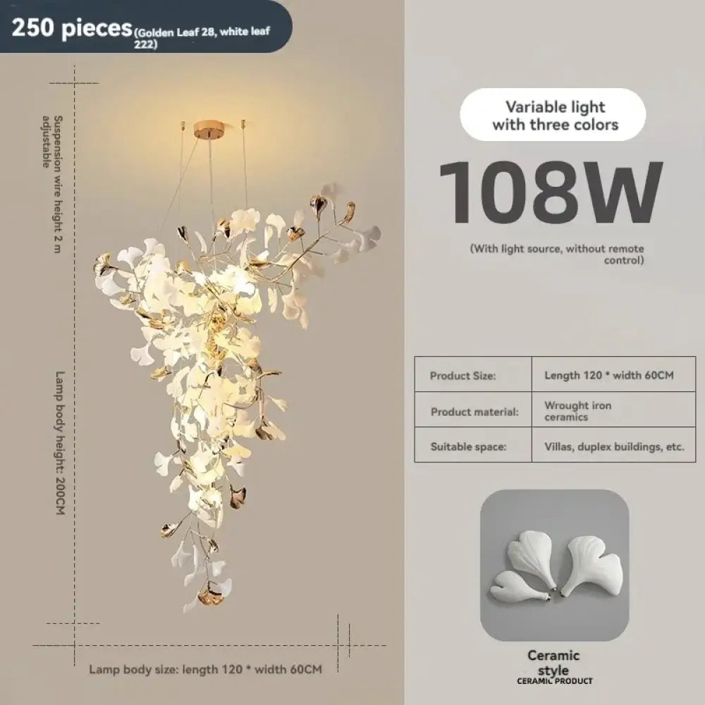 Ginkgo Leaf Chandelier – Luxury High-Ceiling Statement Lighting