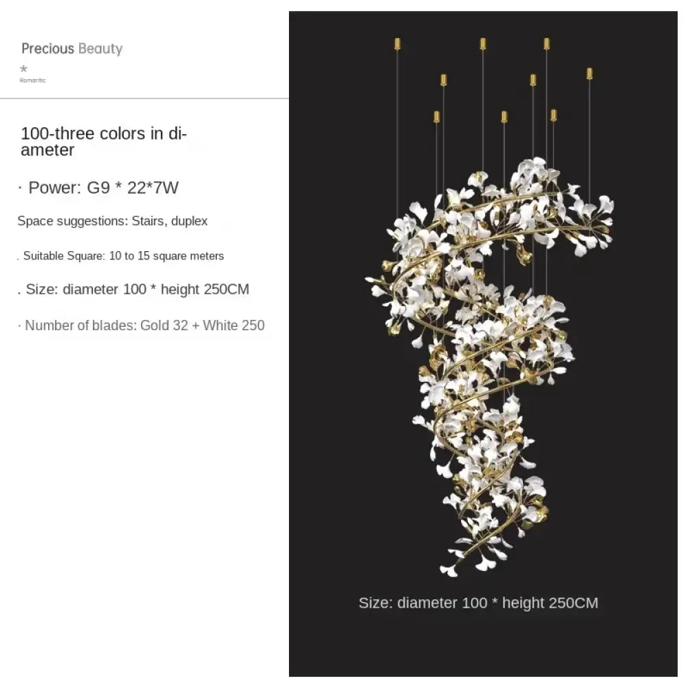 Ginkgo Leaf Chandelier – Luxury High-Ceiling Statement Lighting