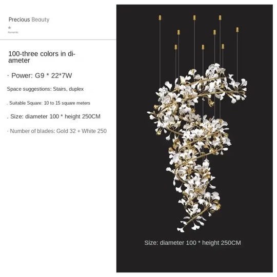 Ginkgo Leaf Chandelier – Luxury High-Ceiling Statement Lighting
