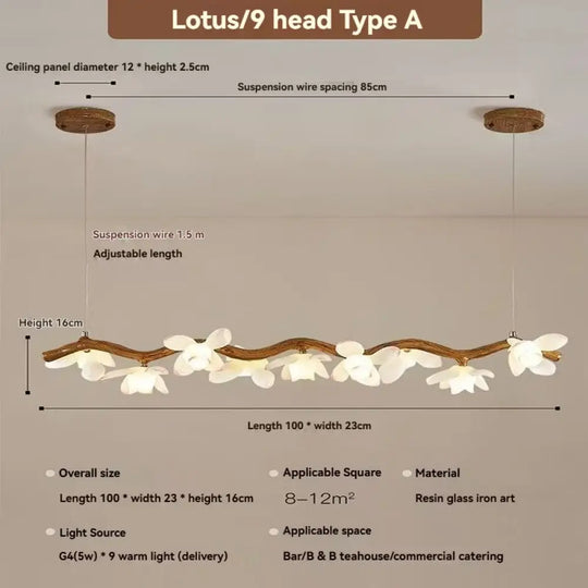 Lotus Branch LED Chandelier – Modern Artistic Lighting