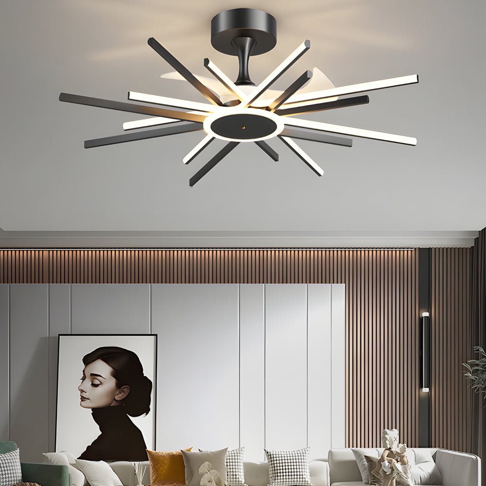 Spiral Linear Modern LED Ceiling Fan – Black / Gold