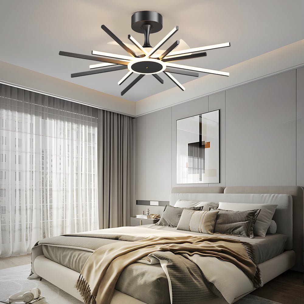 Spiral Linear Modern LED Ceiling Fan – Black / Gold