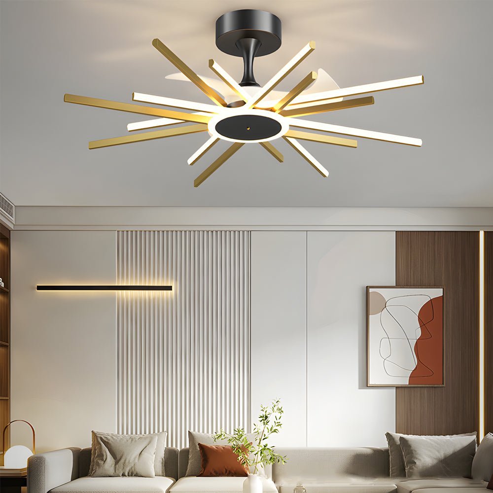 Spiral Linear Modern LED Ceiling Fan – Black / Gold