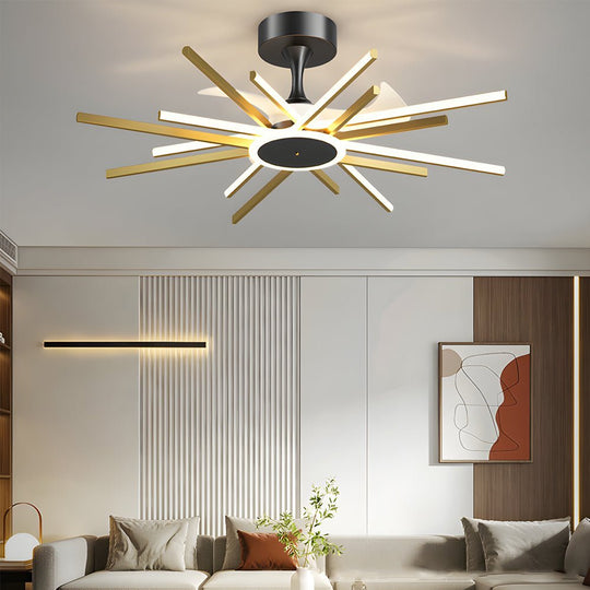 Spiral Linear Modern LED Ceiling Fan – Black / Gold