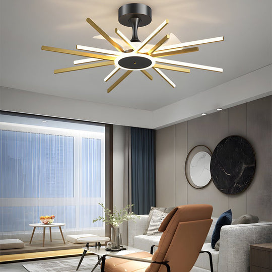 Spiral Linear Modern LED Ceiling Fan – Black / Gold