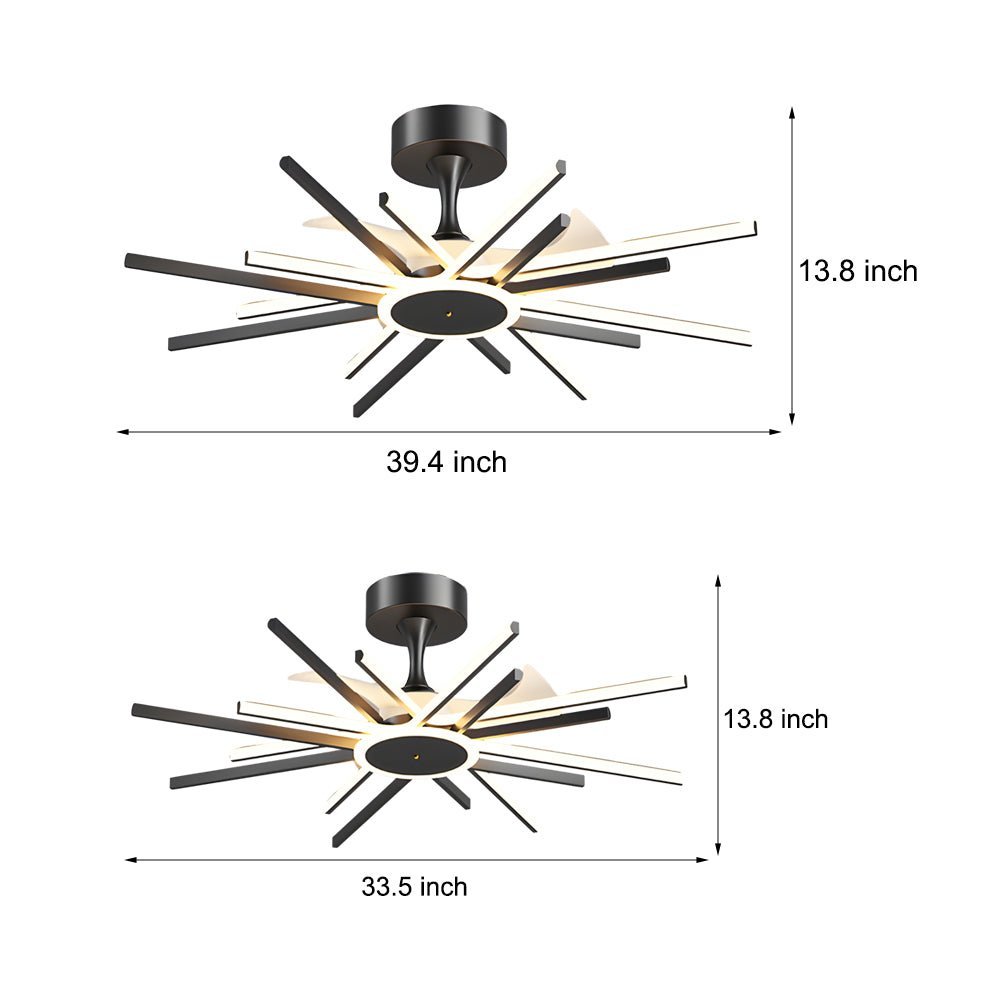 Spiral Linear Modern LED Ceiling Fan – Black / Gold