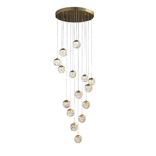 Spiral Pineapple Glass Ball LED Staircase Chandelier – 6/9/12/15/18 Lights