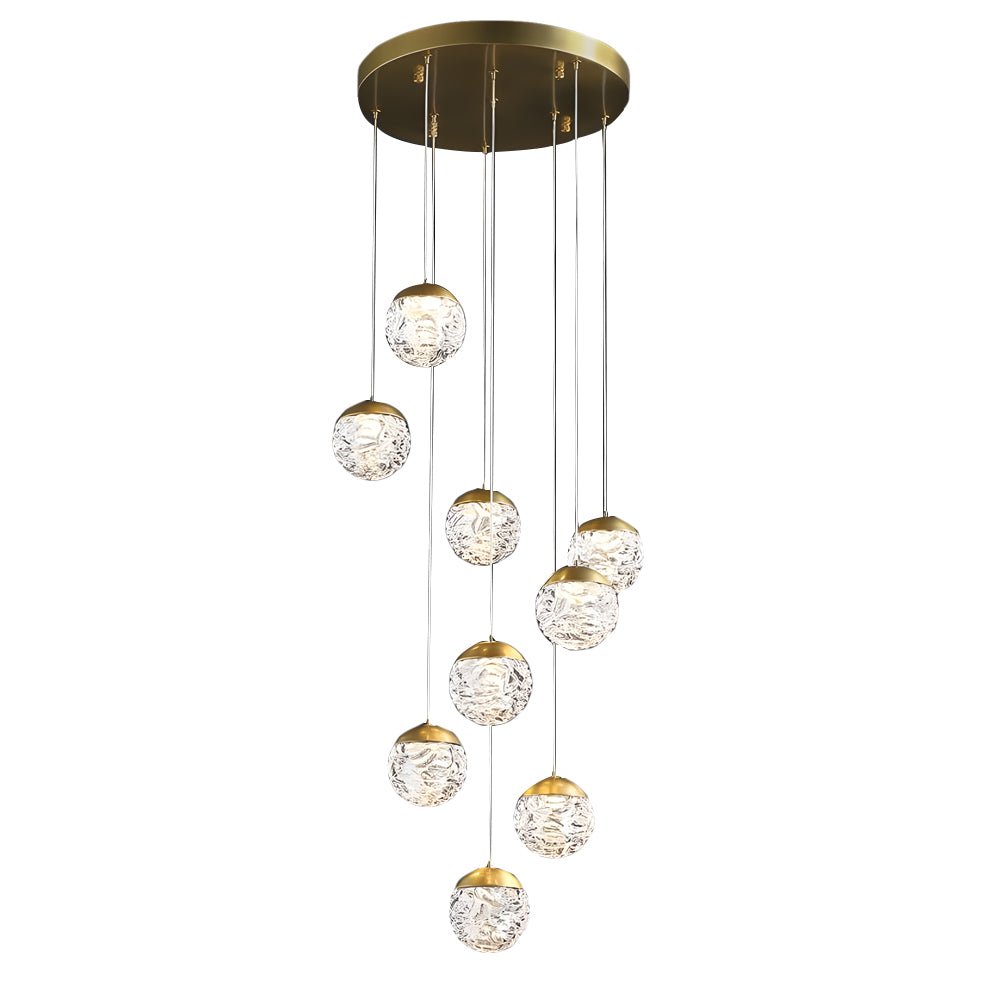 Spiral Pineapple Glass Ball LED Staircase Chandelier – 6/9/12/15/18 Lights