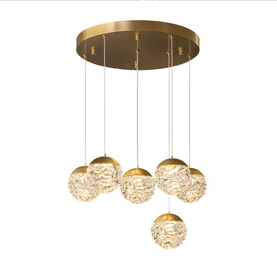 Spiral Pineapple Glass Ball LED Staircase Chandelier – 6/9/12/15/18 Lights