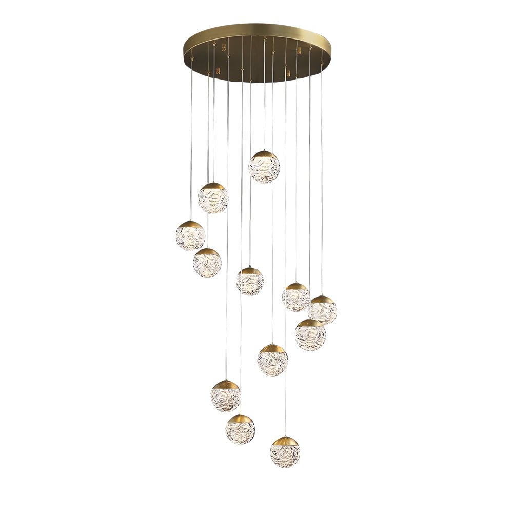 Spiral Pineapple Glass Ball LED Staircase Chandelier – 6/9/12/15/18 Lights