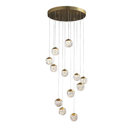 Spiral Pineapple Glass Ball LED Staircase Chandelier – 6/9/12/15/18 Lights