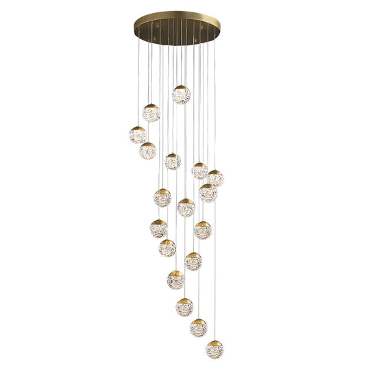 Spiral Pineapple Glass Ball LED Staircase Chandelier – 6/9/12/15/18 Lights