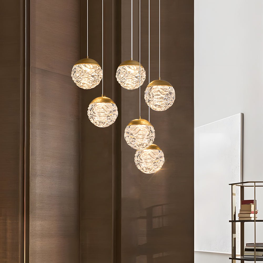 Spiral Pineapple Glass Ball LED Staircase Chandelier – 6/9/12/15/18 Lights