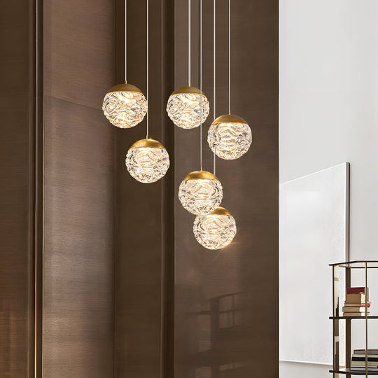 Spiral Pineapple Glass Ball LED Staircase Chandelier – 6/9/12/15/18 Lights