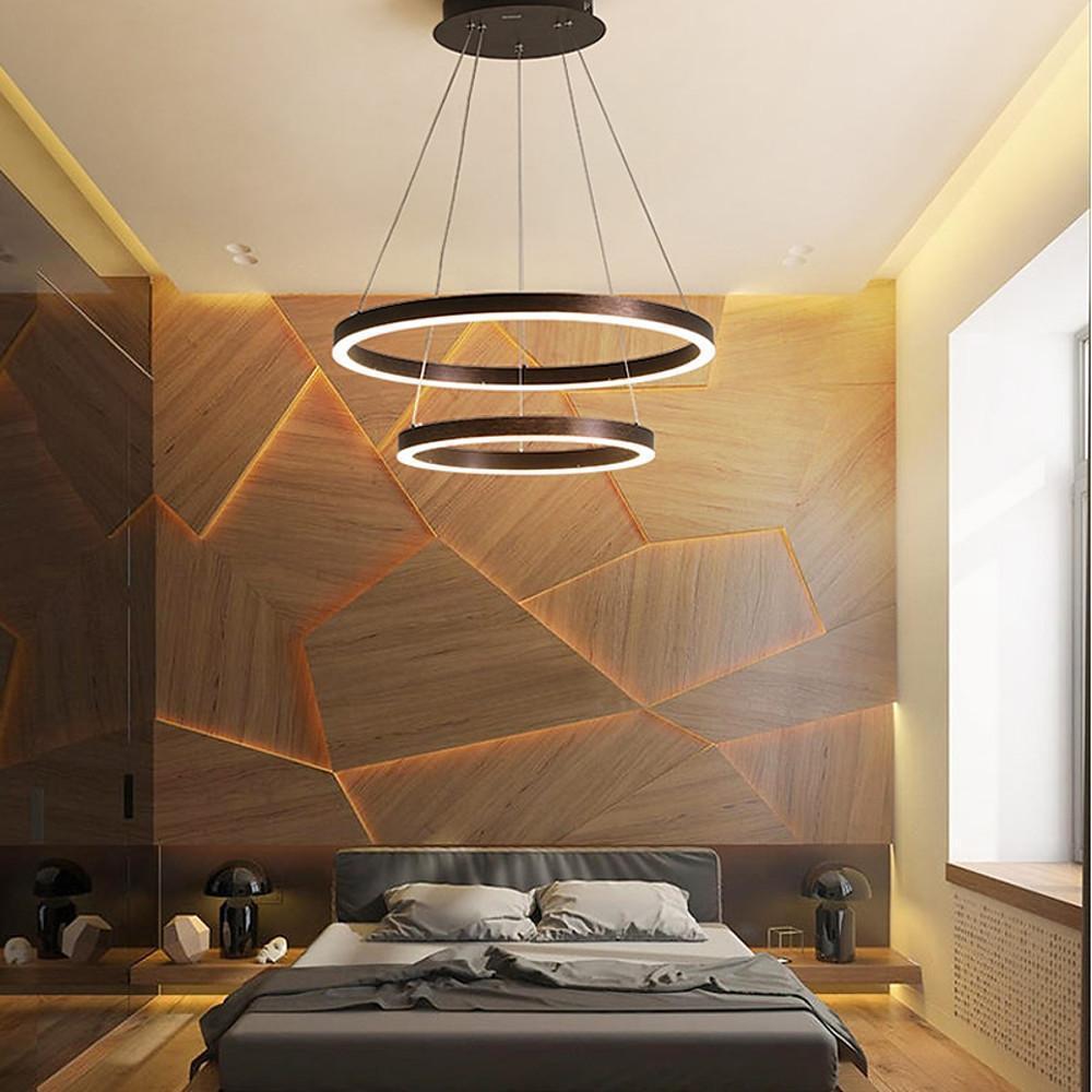 Modern LED Circular Chandelier – Two-Tier Minimalist Pendant Light