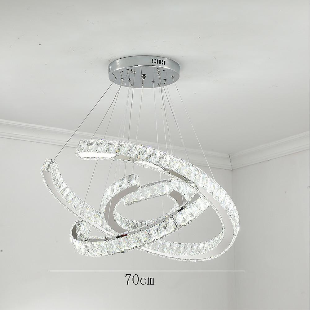 Wave LED Crystal Stainless Steel Chandelier