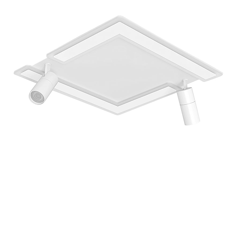 Square Dimmable LED Flush Mount Ceiling Light with 2 Adjustable Spotlights