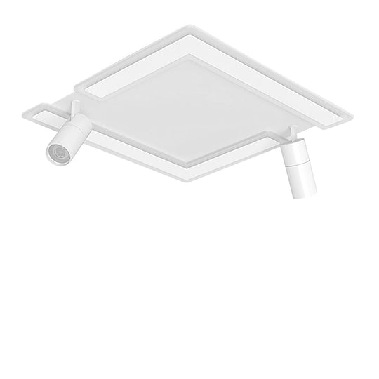 Square Dimmable LED Flush Mount Ceiling Light with 2 Adjustable Spotlights