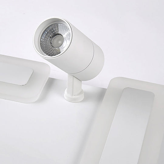 Square Dimmable LED Flush Mount Ceiling Light with 2 Adjustable Spotlights