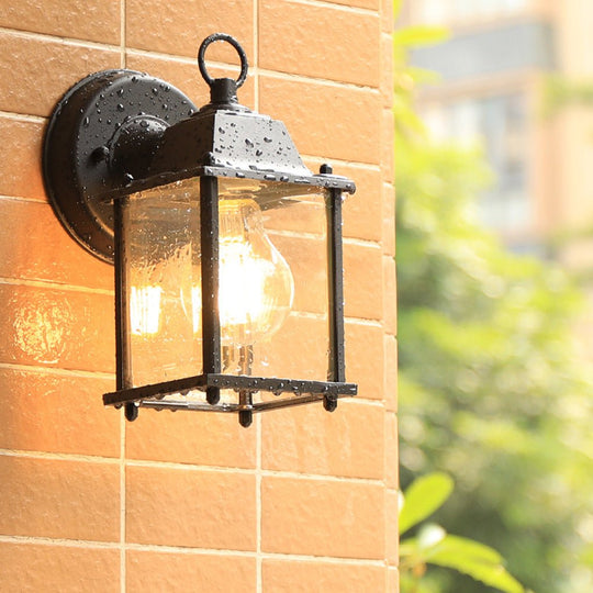 Square Glass LED Outdoor Wall Sconce Waterproof Light