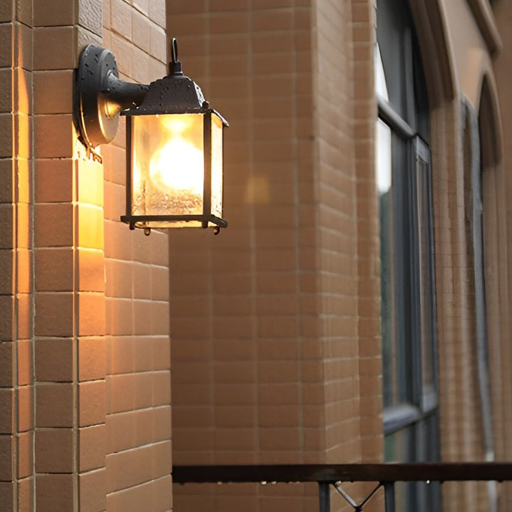 Square Glass LED Outdoor Wall Sconce Waterproof Light