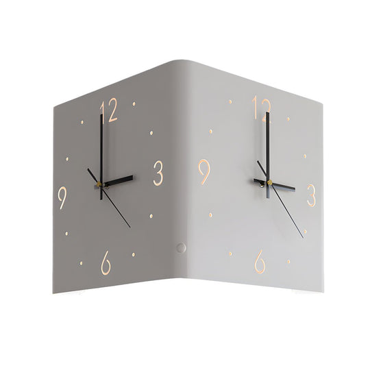 Square Metal Silent Backlit LED Corner Wall Clock – Modern Wall Decor
