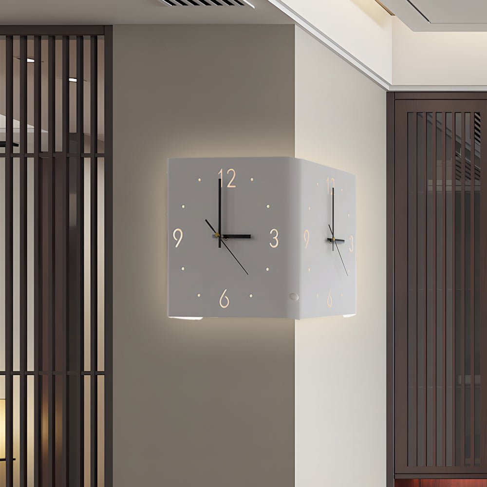 Square Metal Silent Backlit LED Corner Wall Clock – Modern Wall Decor