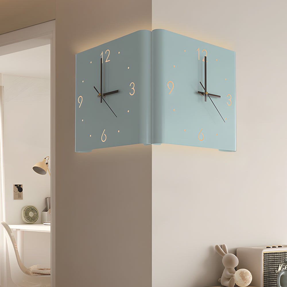 Square Metal Silent Backlit LED Corner Wall Clock – Modern Wall Decor