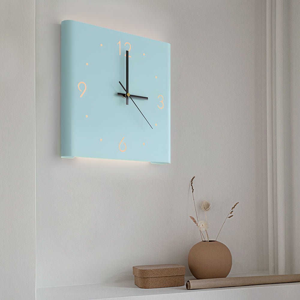 Square Metal Silent Backlit LED Corner Wall Clock – Modern Wall Decor