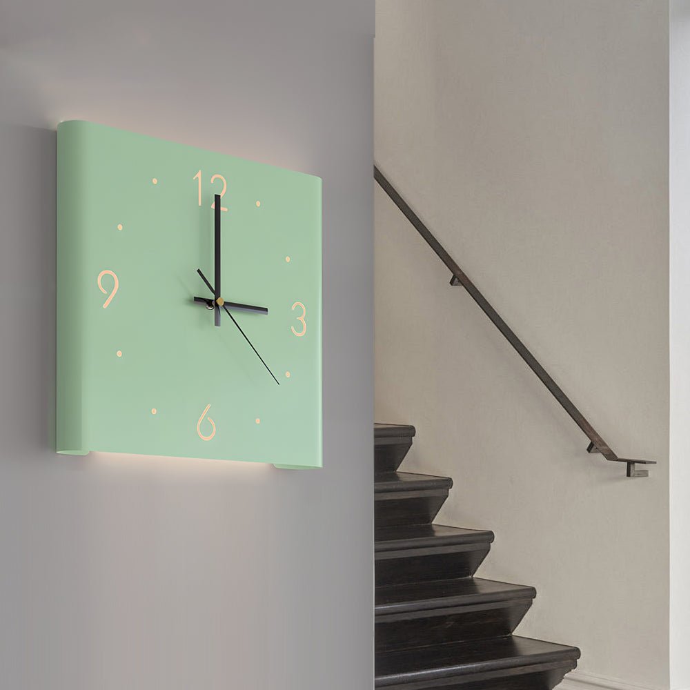 Square Metal Silent Backlit LED Corner Wall Clock – Modern Wall Decor