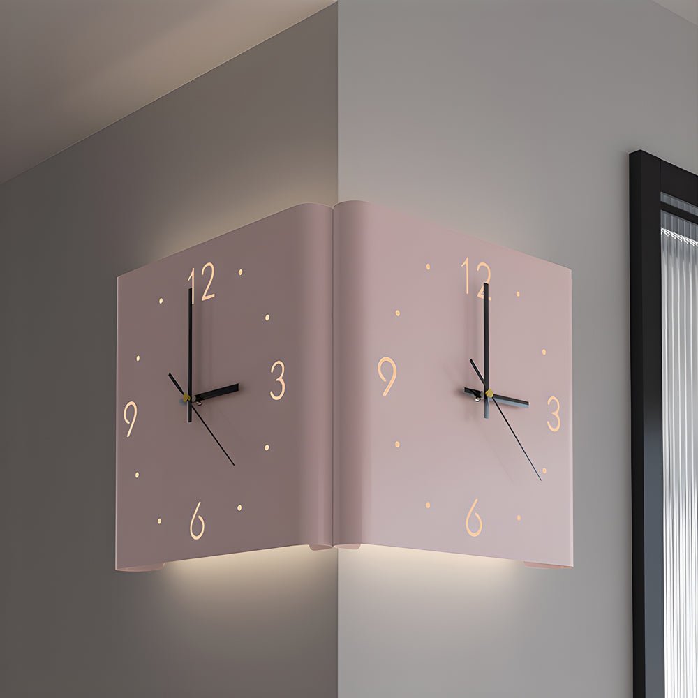 Square Metal Silent Backlit LED Corner Wall Clock – Modern Wall Decor