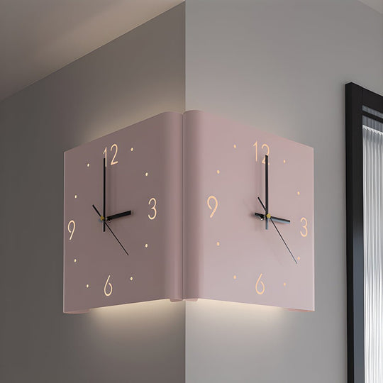 Square Metal Silent Backlit LED Corner Wall Clock – Modern Wall Decor
