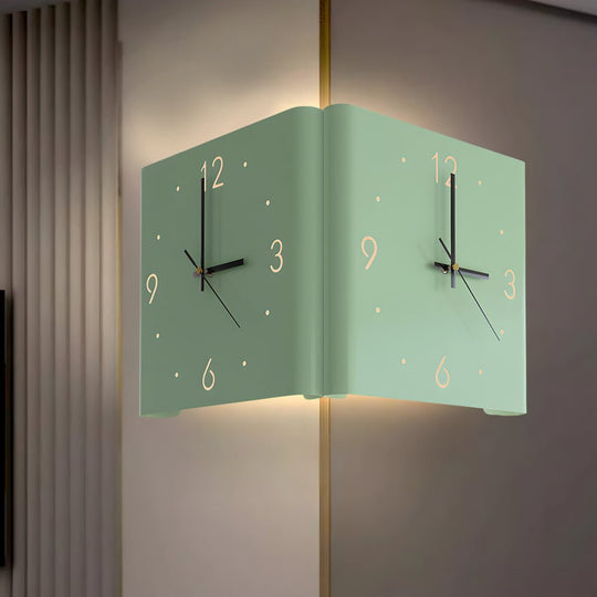 Square Metal Silent Backlit LED Corner Wall Clock – Modern Wall Decor