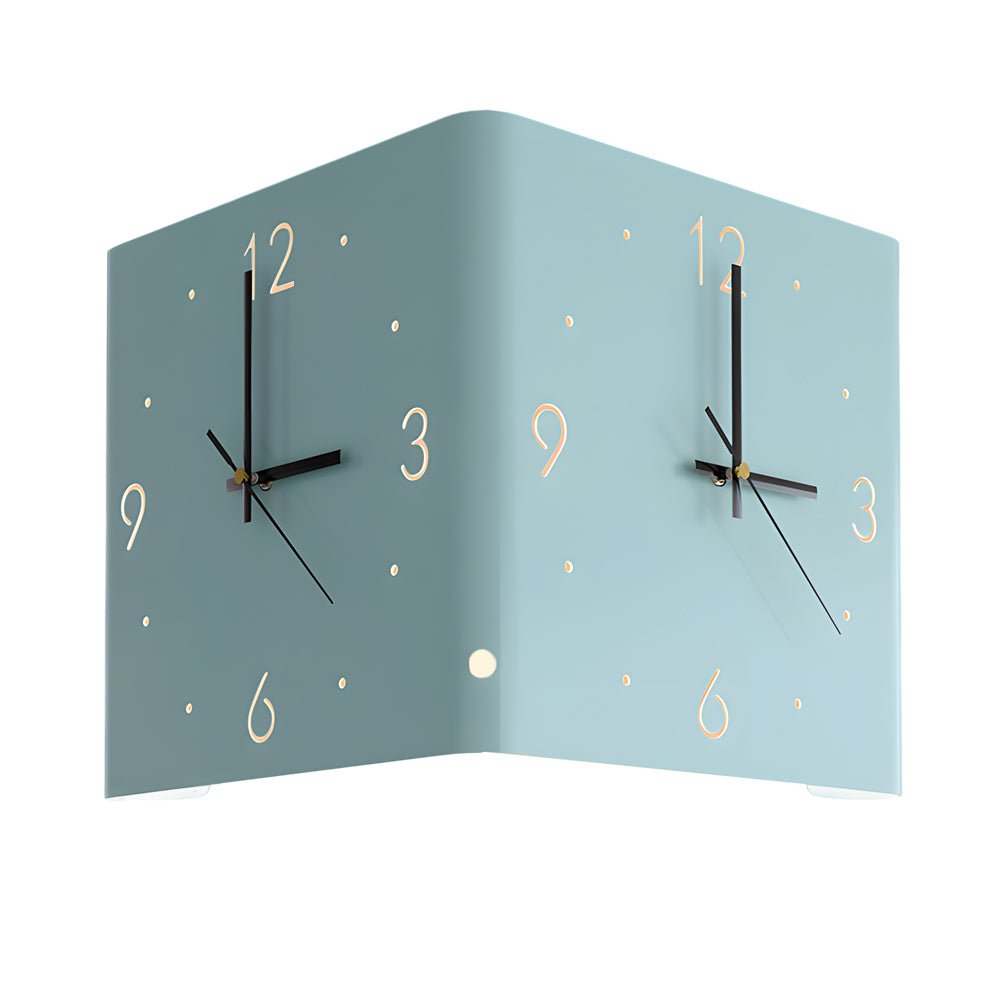 Square Metal Silent Backlit LED Corner Wall Clock – Modern Wall Decor