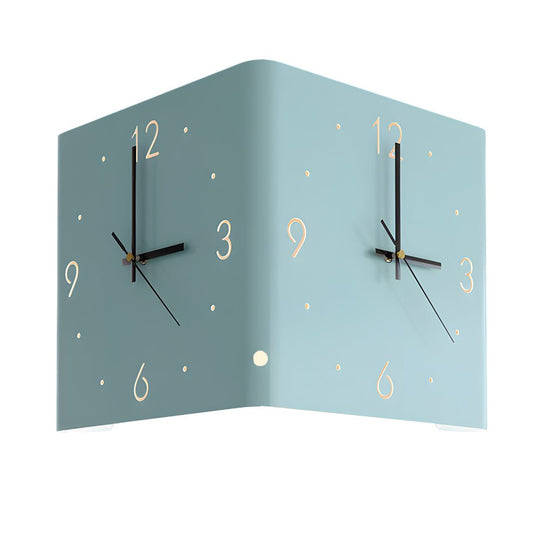Square Metal Silent Backlit LED Corner Wall Clock – Modern Wall Decor