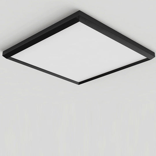 Square Modern Flush Mount Lighting with Brown Frame – Dimmable LED Ceiling Light with Remote