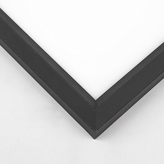 Square Modern Flush Mount Lighting with Brown Frame – Dimmable LED Ceiling Light with Remote