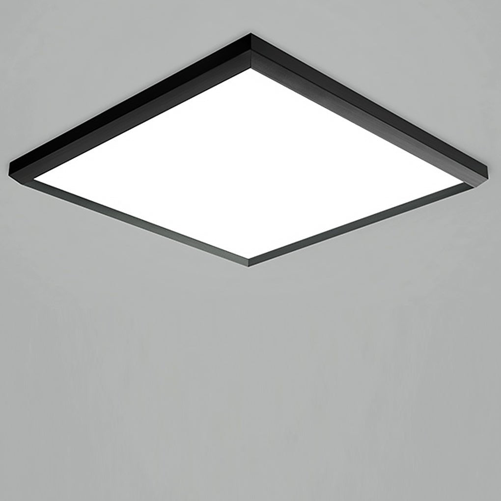Square Modern Flush Mount Lighting with Brown Frame – Dimmable LED Ceiling Light with Remote