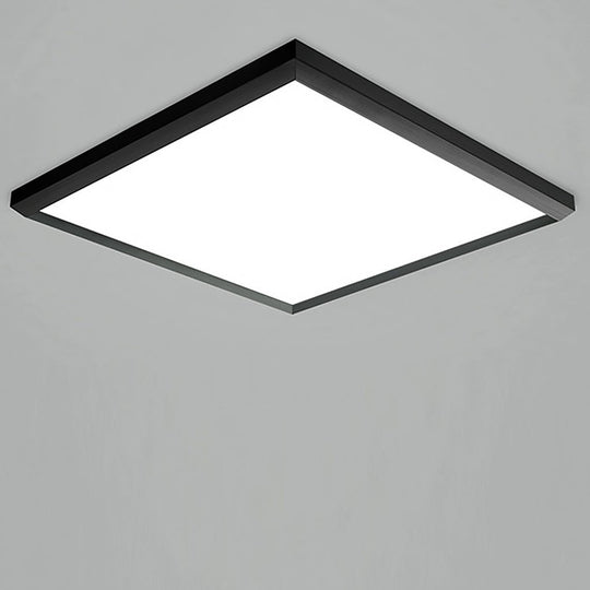 Square Modern Flush Mount Lighting with Brown Frame – Dimmable LED Ceiling Light with Remote