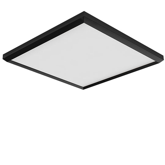 Square Modern Flush Mount Lighting with Brown Frame – Dimmable LED Ceiling Light with Remote