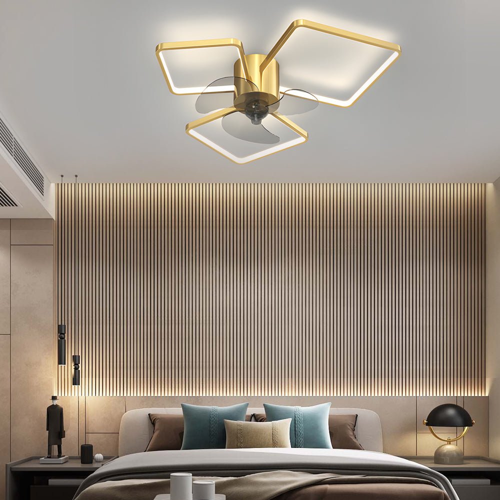 Square or Round Rings Modern Ceiling Fan with Light